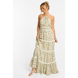 black strapless chiffon maxi dress Solita Strapless Frill Detail Maxi Dress